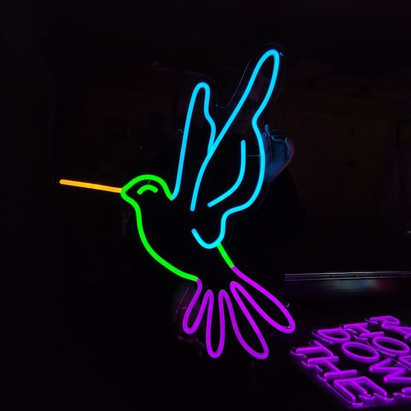 Hummingbird neon sign, the smallest bird led light sign, custom cute room decor neon light
