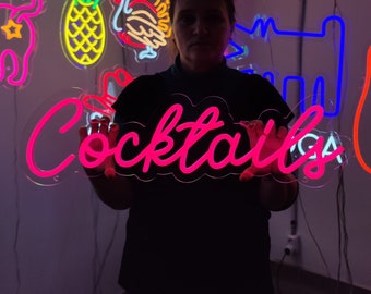 Cocktails Leuchtreklame, Cocktailbar LED Neon, Bar Decor LED-Leuchten, benutzerdefinierte Bardekorationen Lichtschild