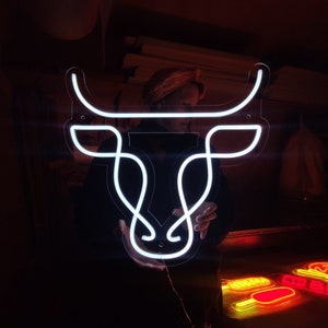 Bull neon sign, bull head led neon, bull light sign, animal sign, Texas western led light