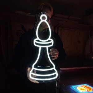 Chess bishop neon sign, chess club led light sign, custom chess pieces led light up for Home decor, chess bishop sign