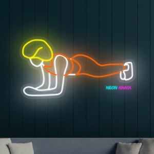Pilates neon sign, girl in plank neon led sign, yoga girl neon sign, gymnast led light, yoga poses led neon, custom gymnastics light sign