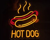 Insegna Luminosa LED A Forma Di Hot Dog - Luce Al Neon Per Ristoranti E Feste - 58x28 Cm - Bianca Con Luce Colorata, Inclusa Spina - 3