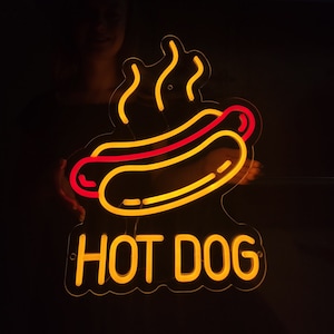 Hot Dog neon sign, Fast Food led neon, Street Food led lights, Hot Dog light up sign Wall Decor, Varmkorv led sign