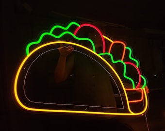 Taco neon sign, tacos led light, mexican neon lights, mexican food led sign, street food light sign