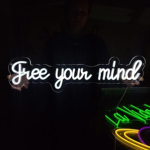 Free your mind neon sign, party led sign, party decorations, quote light sign, motivation neon light