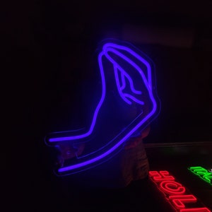 Placa de neon com gestos de mão italianos, neon LED de mão, luz LED com gestos de mão para decoração de casa, placa de gestos italianos personalizada