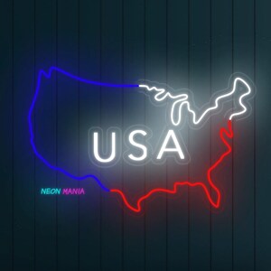 Letrero de neón con mapa de EE. UU., luz de neón LED con mapa de Estados Unidos, luz LED con mapa de país personalizado para decoración del hogar
