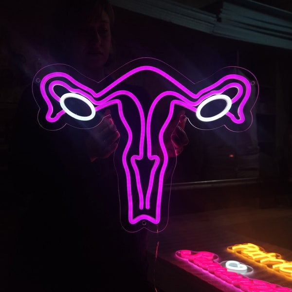 Uterus neon sign, womanhood led neon light, woman's body light up sign, custom gynecology decor