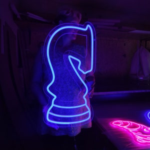 Chess knight neon sign, chess club led light sign, custom chess pieces led light up for Home decor, chess horse sign