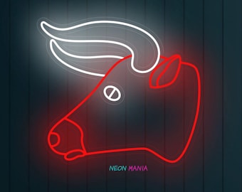 Bull neon sign, Bull head led neon, western light sign, animal led light