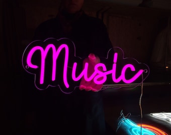 Music neon sign, man cave decor led neon, custom room decor led sign for music lovers