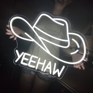 Cowboy hat neon sign, cowboy led neon sign, western neon light, neon sign vintage, neon western decor, custom neon sign, Yeehaw neon sign