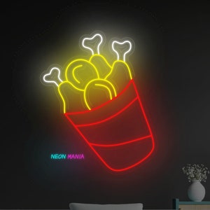 Hähnchenbeine Neonschild, Brathähnchen Neonlicht, gebratenes Hähnchen nach Maß, gegrilltes Hähnchenschild