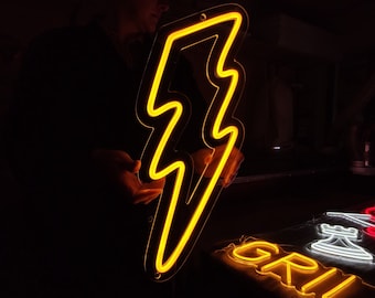 Lightning neon sign, lightning bolt led sign, custom light sign for Home Decor, Office Decor, Bar Decor
