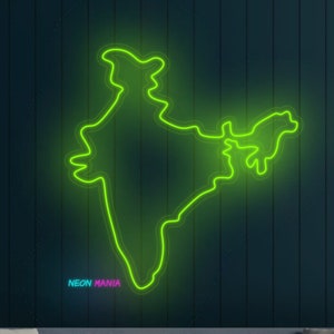 Letrero de neón con mapa de la India, neón led de la República de la India, luz led de decoración de pared del sur de Asia personalizada para la decoración del hogar
