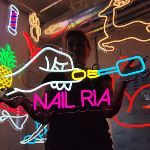 Neonreclame nagelstudio, led-neon nagelstudio, led-verlichting schoonheidssalon, lichtbord nagellak, lichtbord manicure, decor nagelstudio