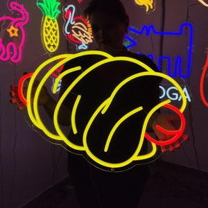Sausage rolls neon sign, sausage bread rolls led sign, sausage in dough neon light, Fast Food led neon, Street Food led light