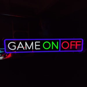 Game on neon sign, game off. Turn on words ON OFF individually! custom sign for gamer, light sign for game room, game club
