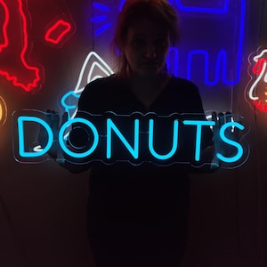 Donuts neon sign, sweet neon light, bakery led light, custom donut sweet shop decor led glowing sign