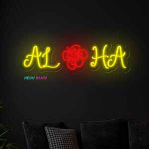 Aloha Led Neon Sign. LED Beach Bar Sign. Gift Idea for Hawaii Lovers. Aloha Wall Decor