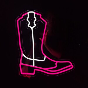 Cowboy boot neon sign, cowboy shoe led sign, western neon light, custom wall cowboy decor led light image 2