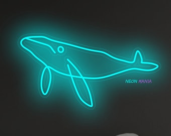 クジラのネオンサイン、海の生き物のLEDネオン、カスタムクジラLED