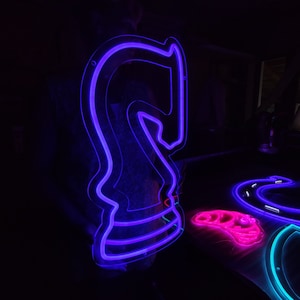Chess knight neon sign, chess club led light sign, custom chess pieces led light up for Home decor, chess horse sign