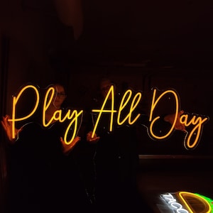 Play all day neon sign, play led light, custom kids room decor light sign, man cave neon light
