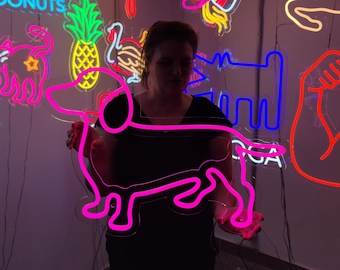 Dachshund neon sign, dog LED neon, badger dog lights, animals led sign, wiener animal bespoke lights