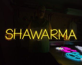 Shawarma neon sign, doner kebab led sign, pita led light, custom text neon light, food light sign