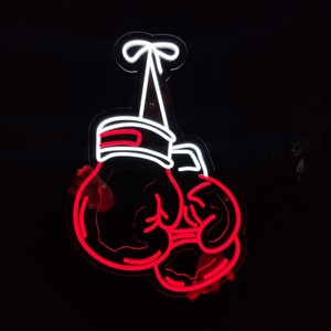 Boxing gloves neon sign, mitt led sign, mitten led light, custom neon gym decor box club