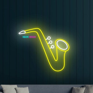 Saxophone neon sign, music led light, saxophone light sign, music teacher gift, custom musical instrument sign