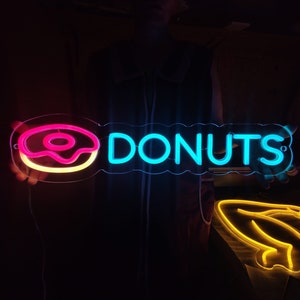 Donuts neon sign, sweet neon light, bakery led light, custom donut led glowing sign, sweet shop decor, donuts shop led decor