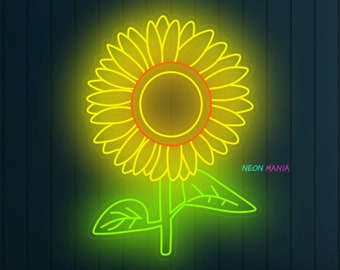 ひまわりのネオンサイン、植物のネオンライト、花の LED ライト