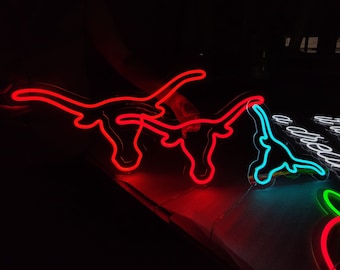 Longhorn Bull neon sign, Bull head led neon, Longhorn head skull light sign, Bull skull sign, Texas western led light