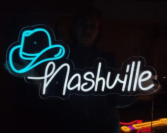 Nashville neon sign, cowboy hat led sign, western decor neon light, party decor led light