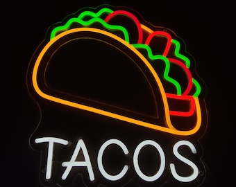 タコスのネオンサイン、タコスのLEDライト、メキシコ料理のネオン