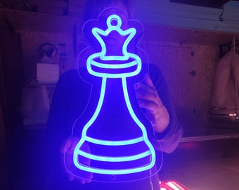 Chess queen neon sign, chess club led light sign, custom chess pieces led light up for Home decor, chessman sign