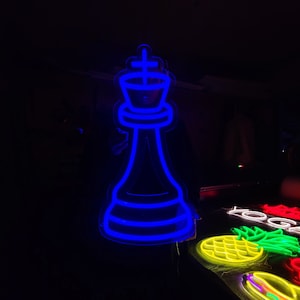 Chess king neon sign, chess club led light sign, custom chess pieces led light up for Home decor, chessman sign