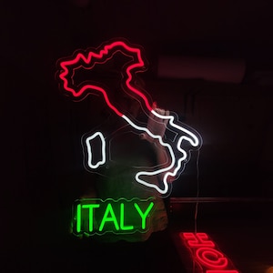 Letrero de neón con mapa de Italia, neón LED de la República de Italia, luz LED de decoración de pared de país europeo personalizada para decoración del hogar