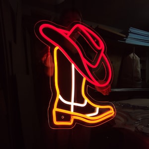 Cowboy Boot Neon Sign, Cowboy Hat Light Sign, Cowboy Shoe Led Neon