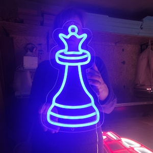 Chess queen neon sign, chess club led light sign, custom chess pieces led light up for Home decor, chessman sign