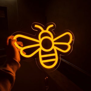 Neonskylt med bi, LED-neonljus med bi, LED-nattlampa med honungsbi för sovrummet