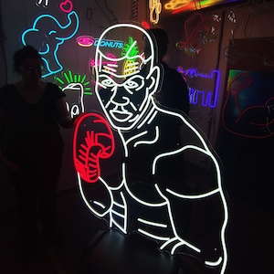 Boxer neon sign, boxing man led light, muay thai led sign, fighter neon led, sportsman neon light, sport club decor neon, gym decor led sign