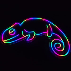Letrero de neón de camaleón, letrero de neón LED de camaleón multicolor, iluminación LED personalizada para Zoo Bedroom Salon Bar Gym