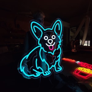 Corgi neonbord, hond led bord, schattig corgi lichtbord, dierenwinkel decor led licht, aangepast cadeau voor dierenliefhebber
