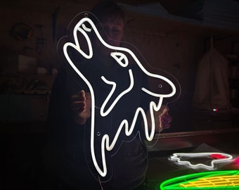 Wolf neon sign, wolf head lights, wild animal led sign, howling wolf neon light, custom animal neon sign