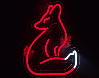 Fox neon sign, fox light up sign, animal led light, animal sign for pet shop