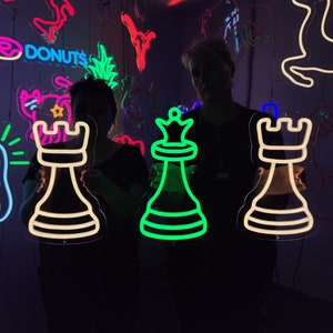 Chess neon sign, chess club led light sign, custom chess pieces led light up for Home decor, chessman neon light