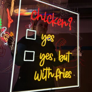 Custom neon sign for your Cafe, fried chicken led light sign, chicken neon light, custom food sign, fast food led sign